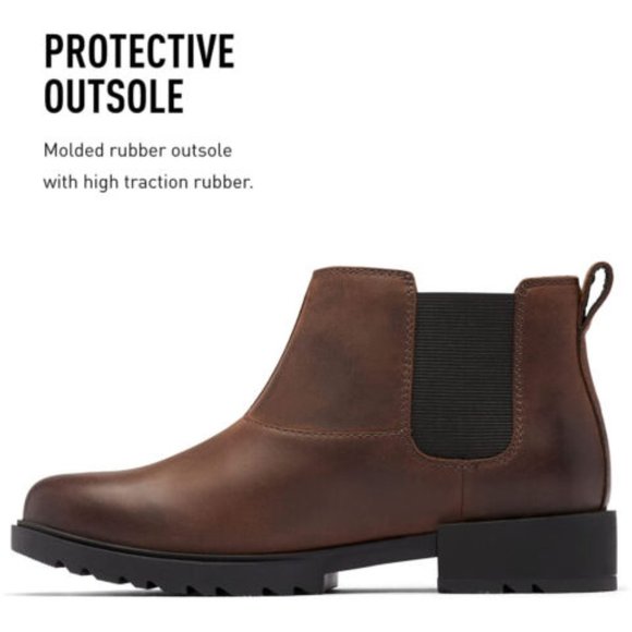 Brand New SOREL Women's Emelie 2 Chelsea Waterproof Leather Boot - Brown - Picture 2 of 11